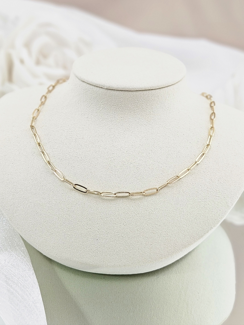 Adornia Necklace 14k Gold Plated Paper Clip Chain Modern Minimalist Boho Gifts - Picture 2 of 3